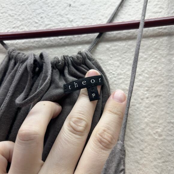 Theory Athler Maxi Dress Sundress Tie Back Faux Wrap Pockets Jersey Viscose - Picture 5 of 8